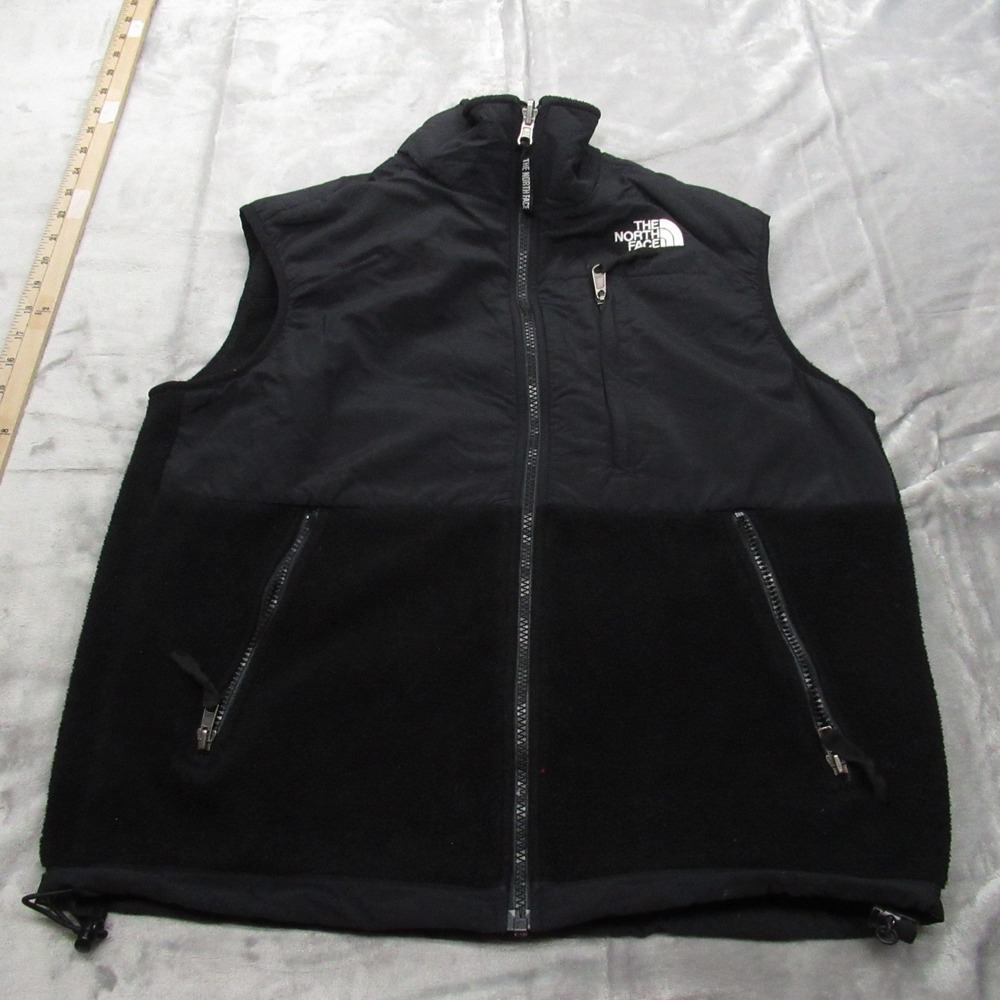 The North Face Vest Womens Medium Black Fleece Full Zip Pockets Hybrid Denali